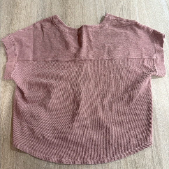 Madewell V Neck Cropped Tee Sz Medium Pullover Mid-Weight Burgundy - Picture 4 of 4